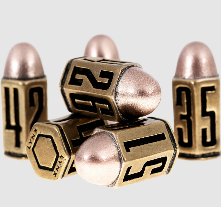 Brass D6 bullet dice set