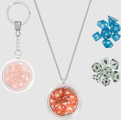 Dice locket with necklace and keychain
